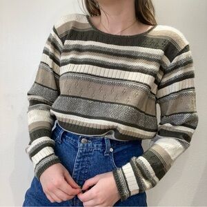 Vintage Earthy Striped Sweater